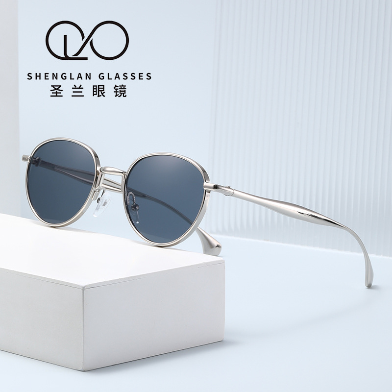 轻奢2025新款B家椭圆金属太阳镜男高级感欧美uv400墨镜女厂家批发
