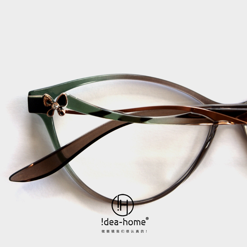新款TR90猫形近视眼镜框潮女网红个性拼色平光镜架可配度数