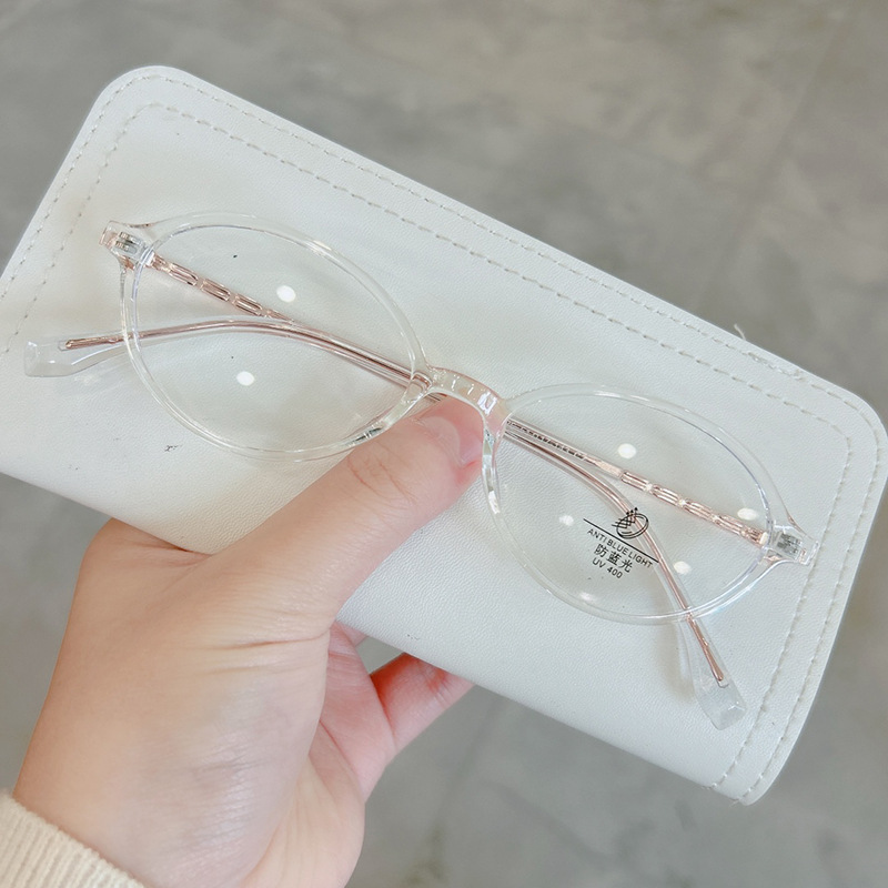 复古豆花椭圆TR框书呆子防蓝光平光镜