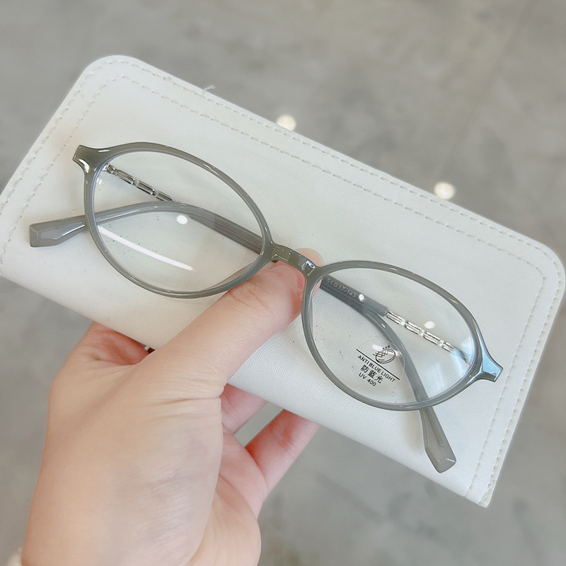 复古豆花椭圆TR框书呆子防蓝光平光镜