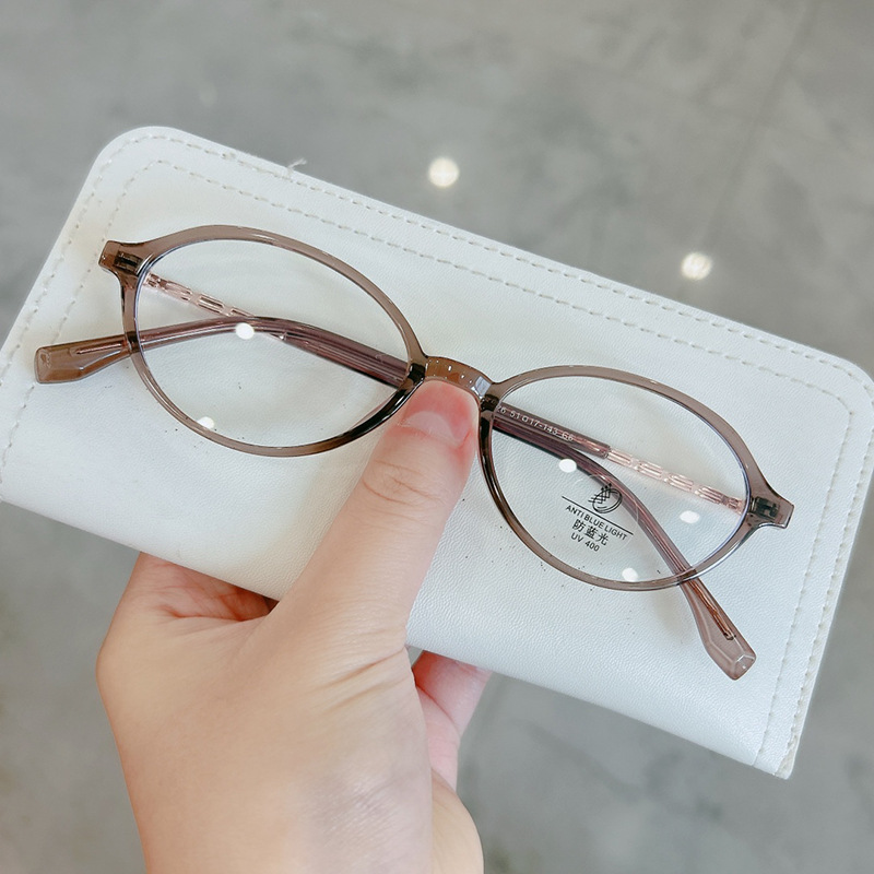 复古豆花椭圆TR框书呆子防蓝光平光镜